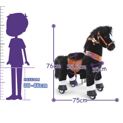 PonyCycle Ride-On Toy Black Horse Plush Animal Kids Gift
