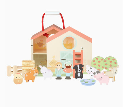Wooden farmyard play set