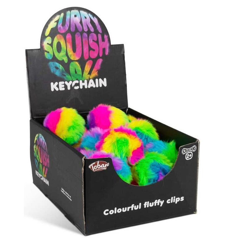Furry Squish Ball Keychain
