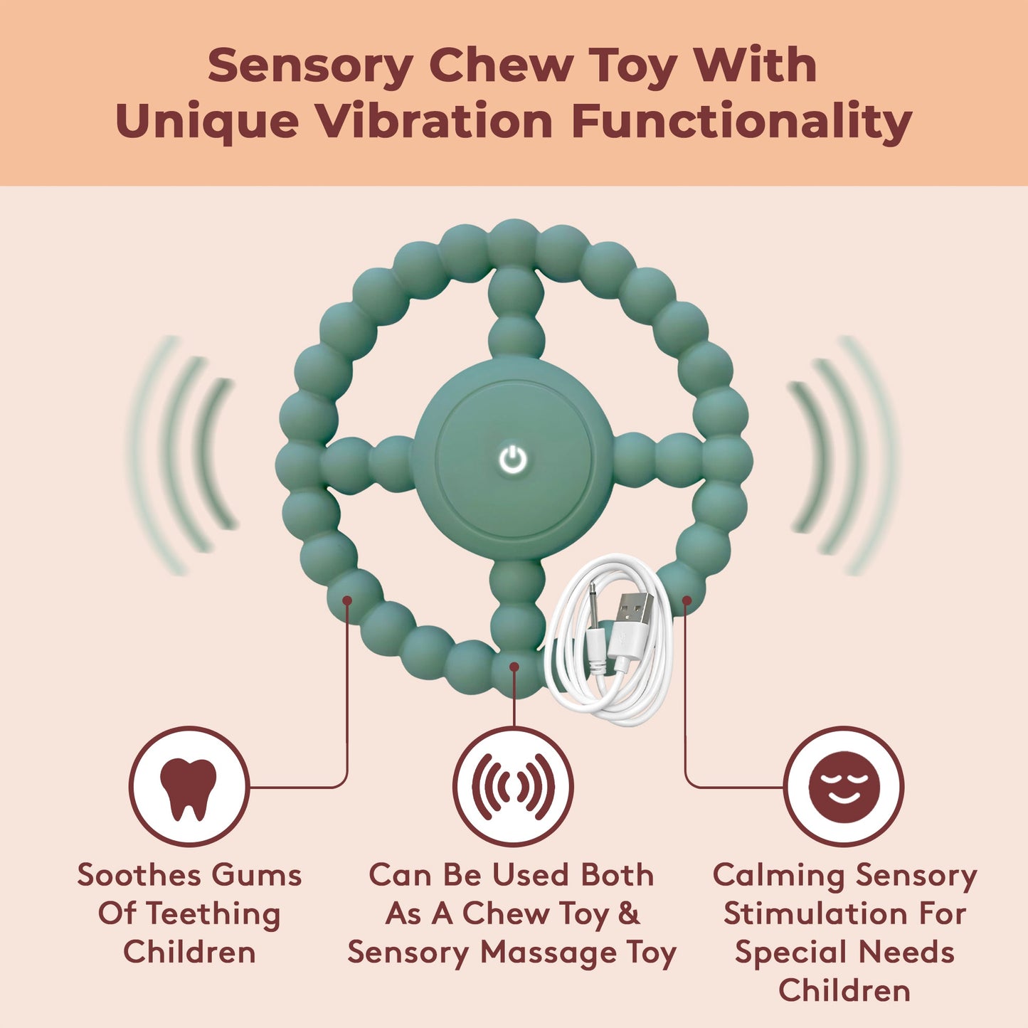 Vibrating Sensory Chew Toy - Autism Chew Toys & Baby Teething Toys