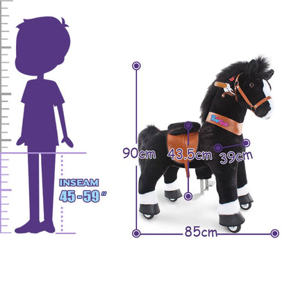 PonyCycle Ride-On Toy Black Horse Plush Animal Kids Gift